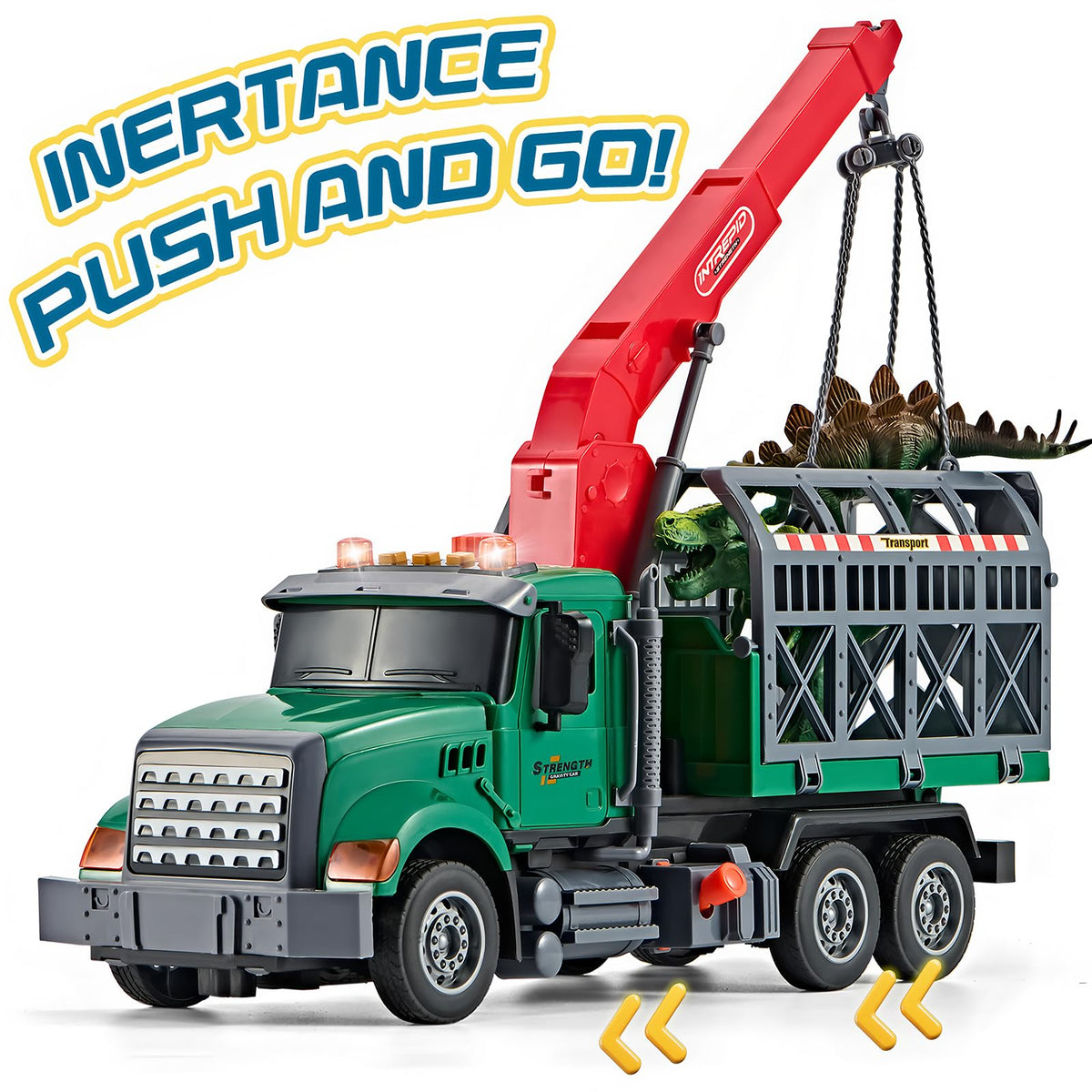 LerBao Dinosaur Transport Truck lights and sounds heighten adventure during playtime