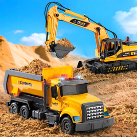 LerBao dump truck with lift function and lights for realistic loading