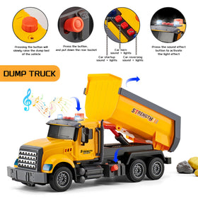 LerBao large 14-inch construction trucks for prominent on-table play