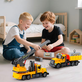 LerBao large construction trucks boost coordination during active play.