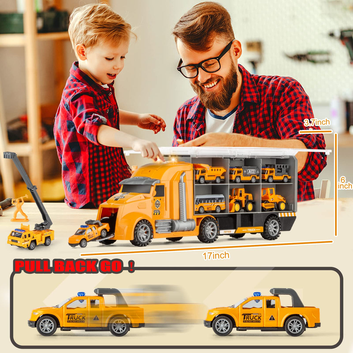 lerbao pull back action trucks with smooth rolling and feedback