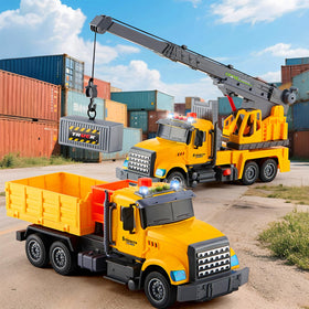 LerBao transport truck toy with sound and light for realistic loading play.