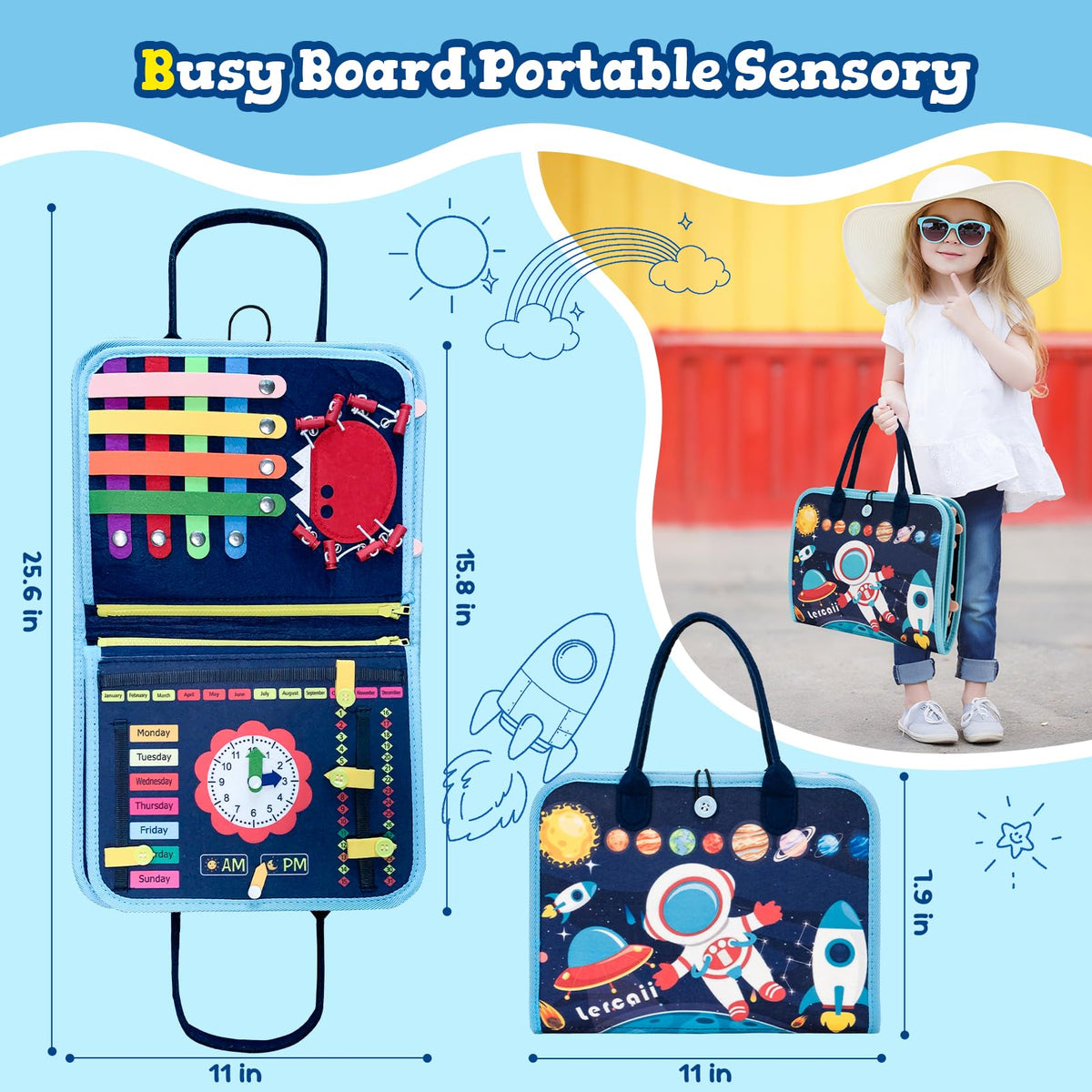 Lercaii Busy Board color and shape match page builds sorting skills.