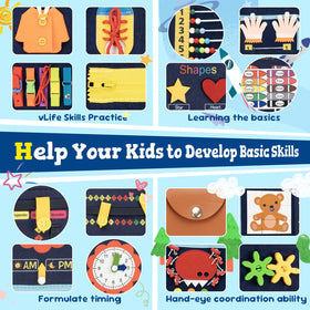 Lercaii Busy Board zippered and buttoned page supports fine motor practice during calm play.