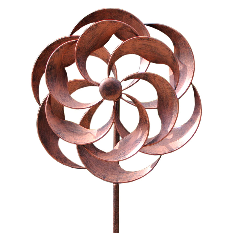 LERFUGI wind spinner willow leaves in garden with smooth 360-degree rotation.
