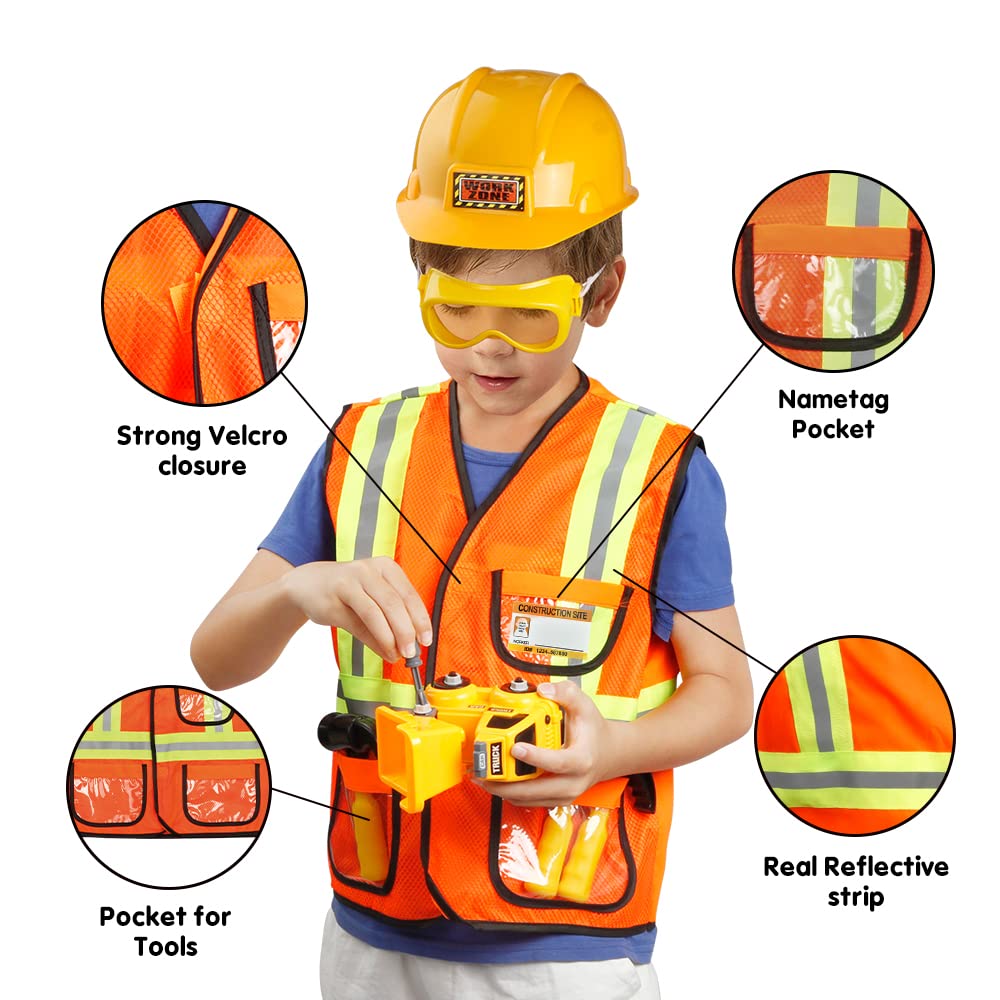 Lesheng space orange safety vest with reflective stripes improves visibility during play.