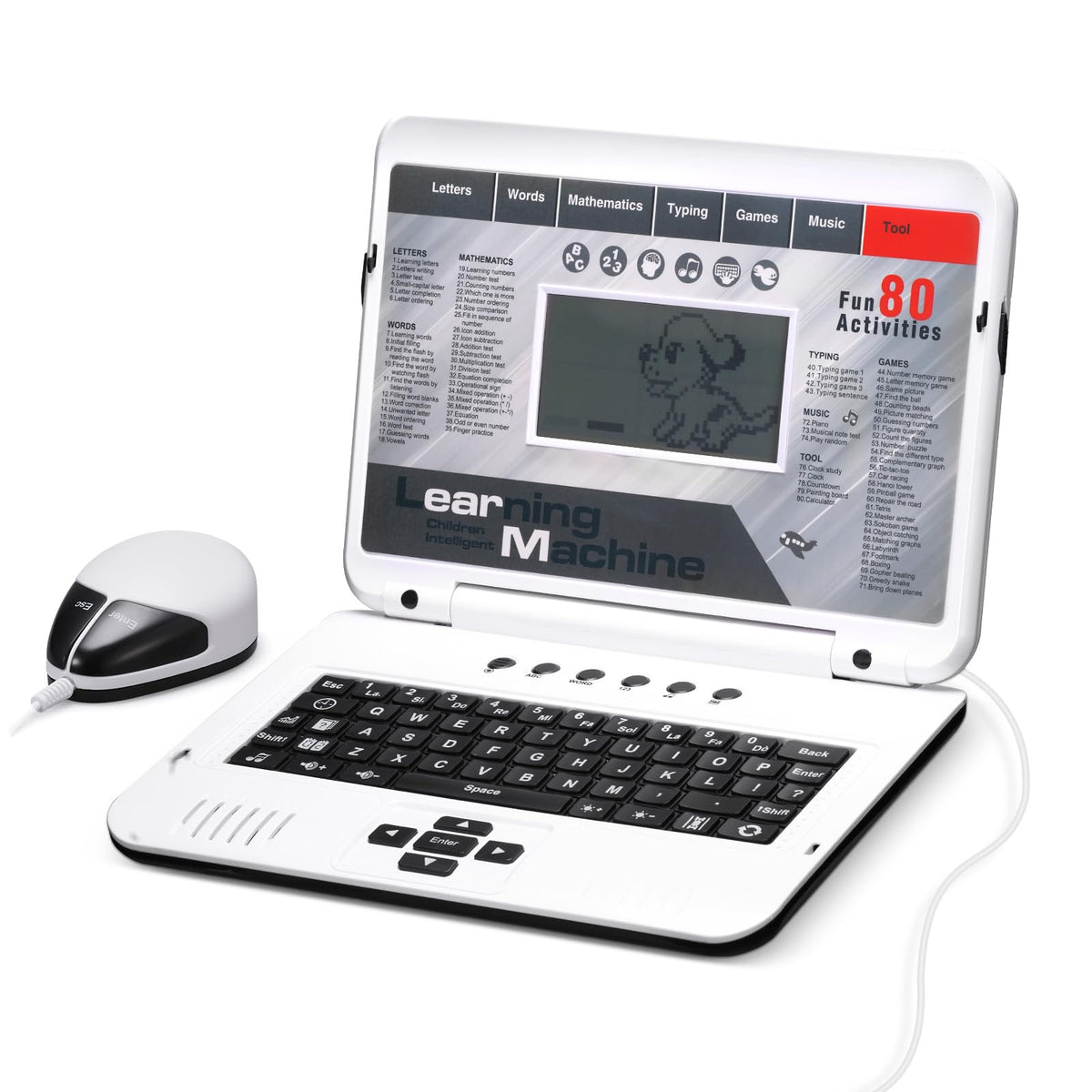 LESHITIAN Kids Laptop with real keyboard for hands-on early typing practice.