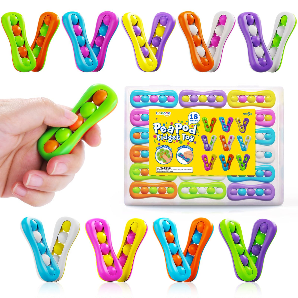 LESONG 18-pack colorful finger spinners for quiet focus and stress relief on the go