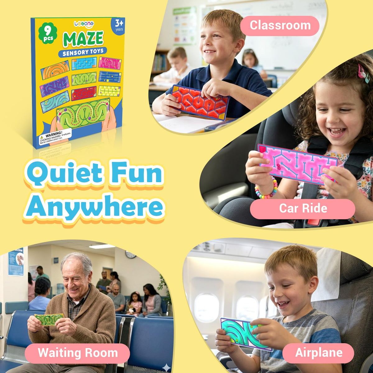 LESONG leakproof and stain-resistant finish on fidget mazes.
