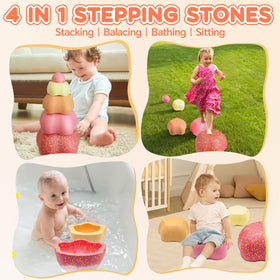Lessseti kids obstacle course with rainbow stones promotes active movement.