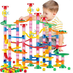 LESSETI marble run 133-piece set with colorful tracks for creative play
