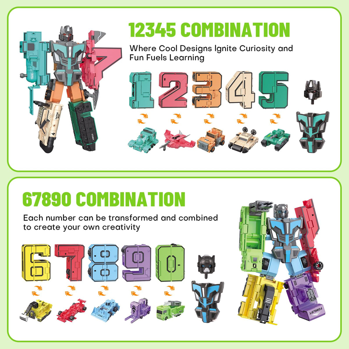LESSETI mega-bots construction demonstrating two large robots built from number blocks