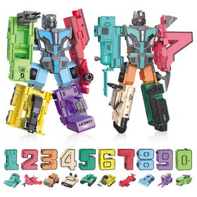 LESSETI transforming robots assembly showing digits becoming playful STEM robots