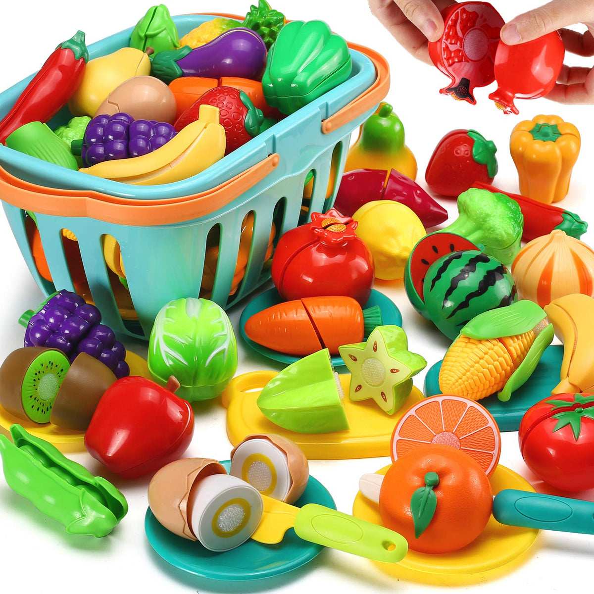 LESUTER TOYS basket with pretend foods boosts imaginative shopping play