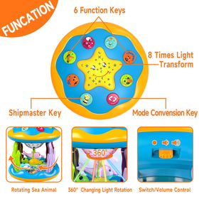 Letapapa 4-in-1 rotating projector with turtles for sensory play.