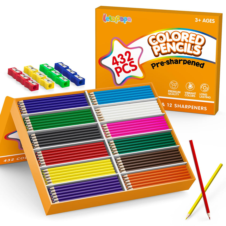 Letapapa 432-count colored pencils bulk with vibrant pigments for classroom art projects