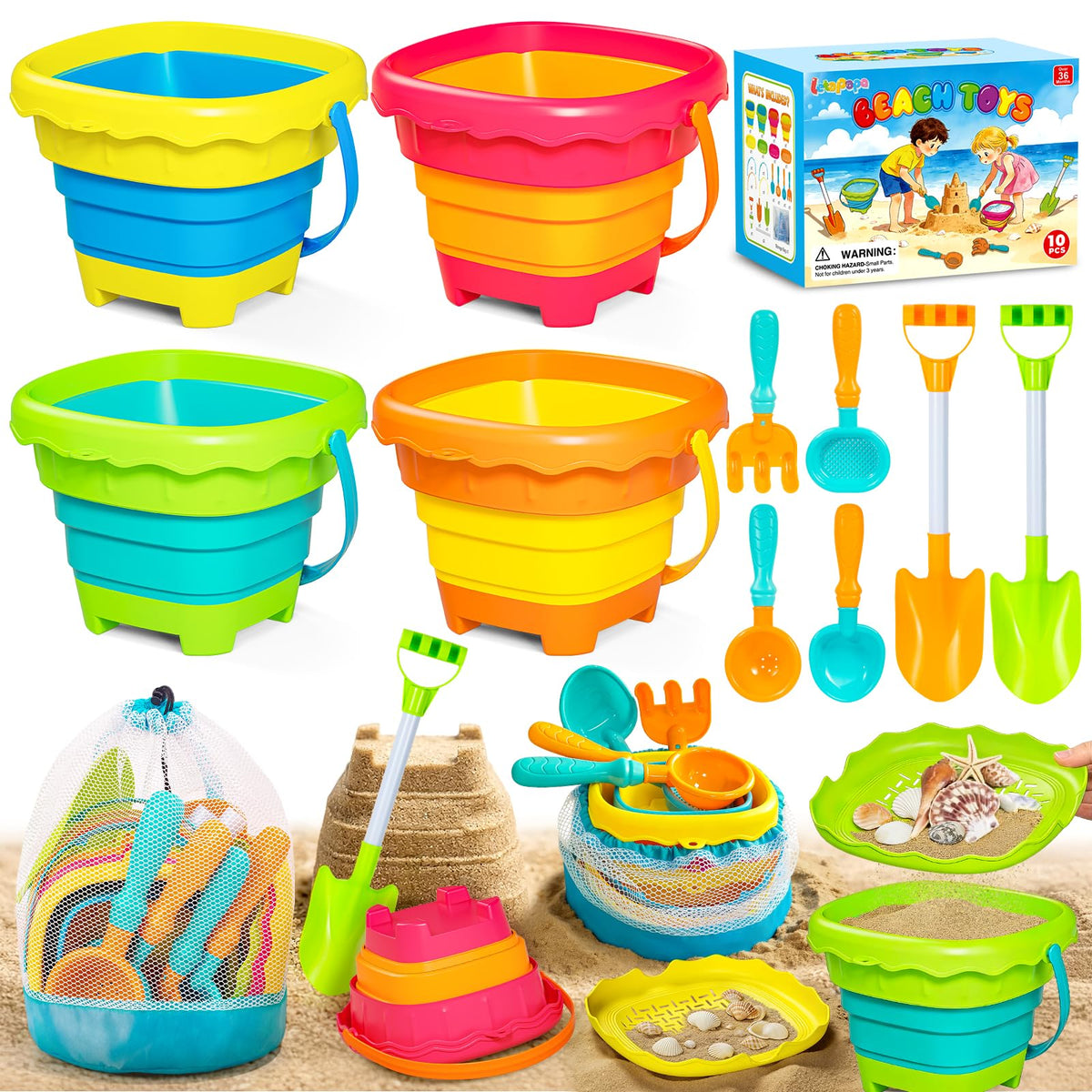 Letapapa collapsible buckets for versatile beach play and storage