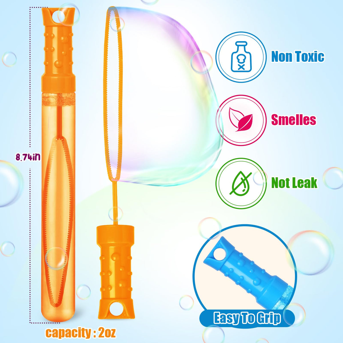 Letapapa includes 2 oz solution to create big, lasting bubbles.