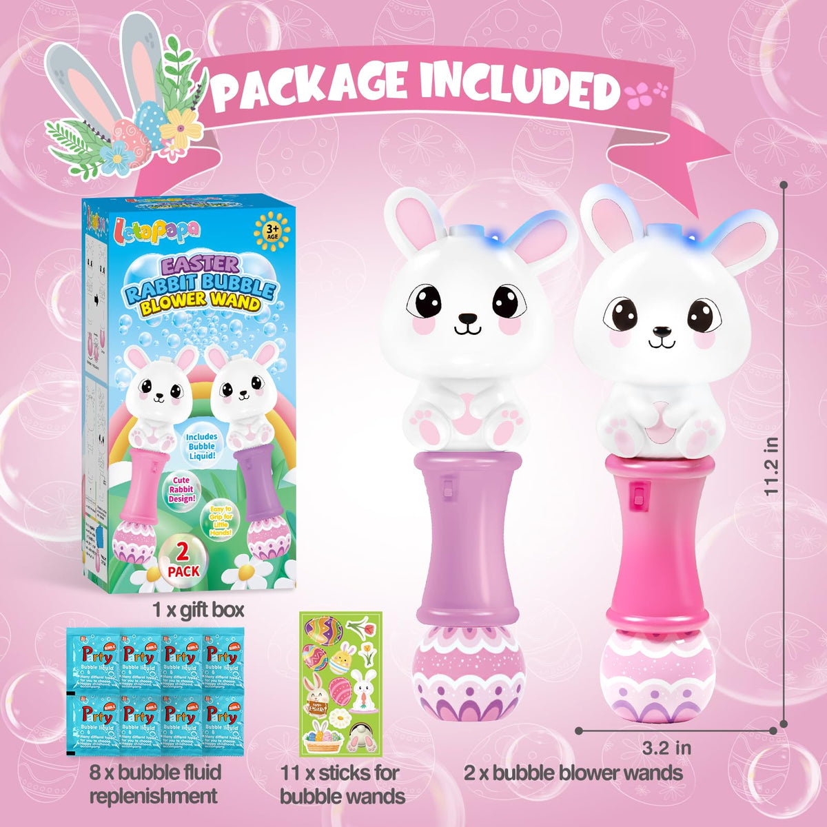 Letapapa bubble wands bunny pink ready for sunny garden play