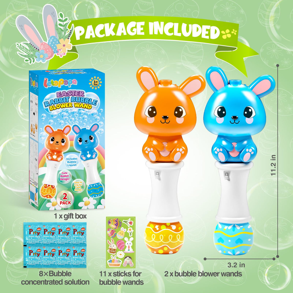 Letapapa bunny orange bubble wand adds color to playtime