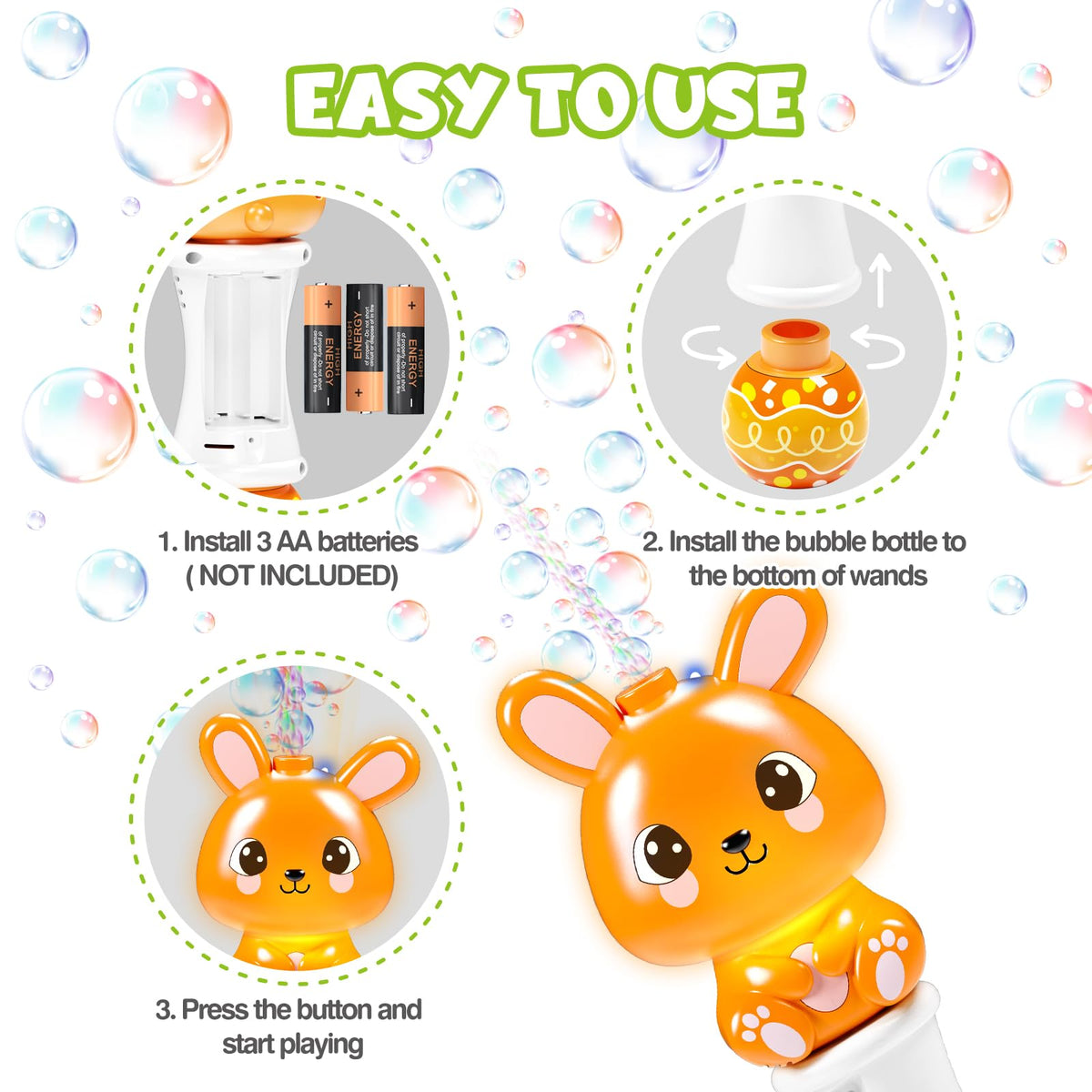 Letapapa Easter bubble wand with light enhances evening bubble fun