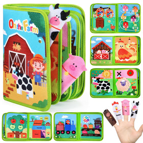 Letapapa Farm Busy Book cover page with bright farm scenes for early exploration.