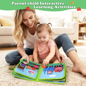 Letapapa Farm Busy Book snap and velcro page builds dexterity.