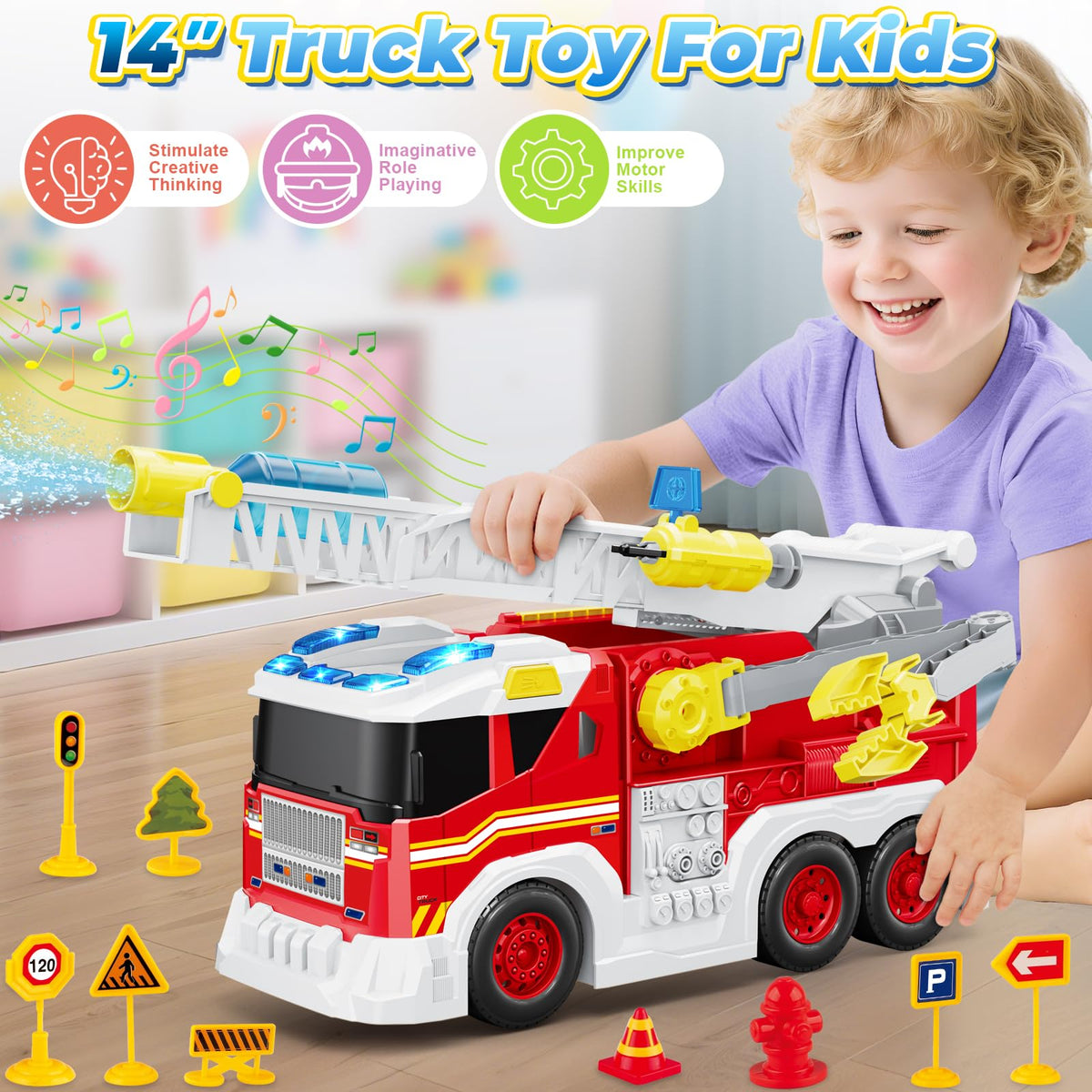 Letapapa fire truck water spray demonstrates interactive action for engaging pretend missions.