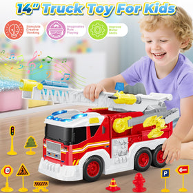 Letapapa fire truck water spray demonstrates interactive action for engaging pretend missions.