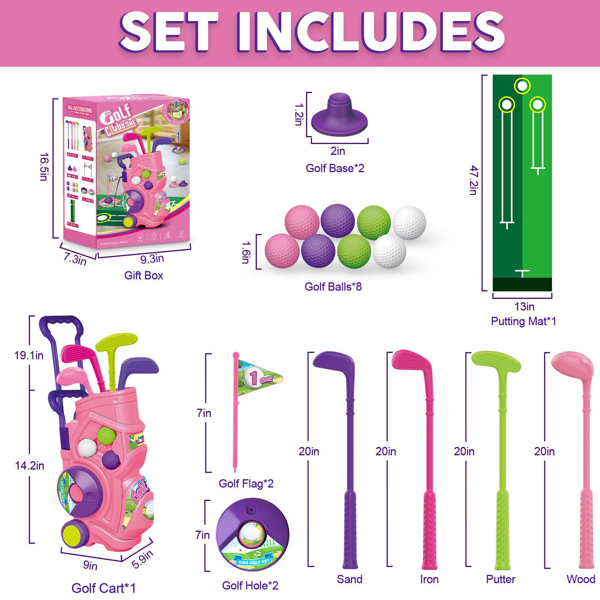 Letapapa kids golf clubs double-sided with left-handed option for beginners