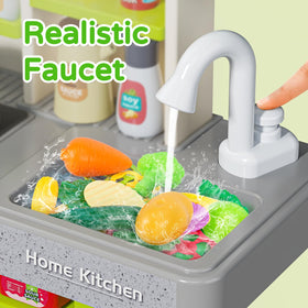 Letapapa large kitchen storage keeps clutter down during busy pretend play.