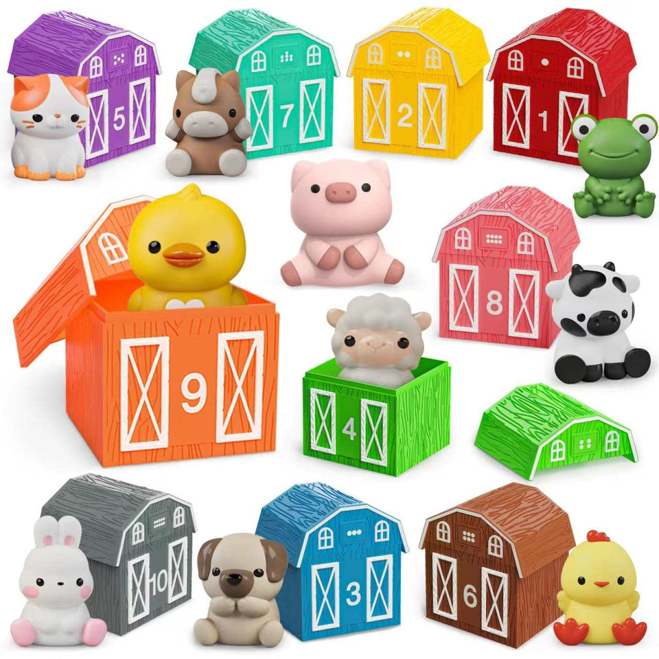 Letapapa learning toy: 10 colorful barns for counting and sorting play.
