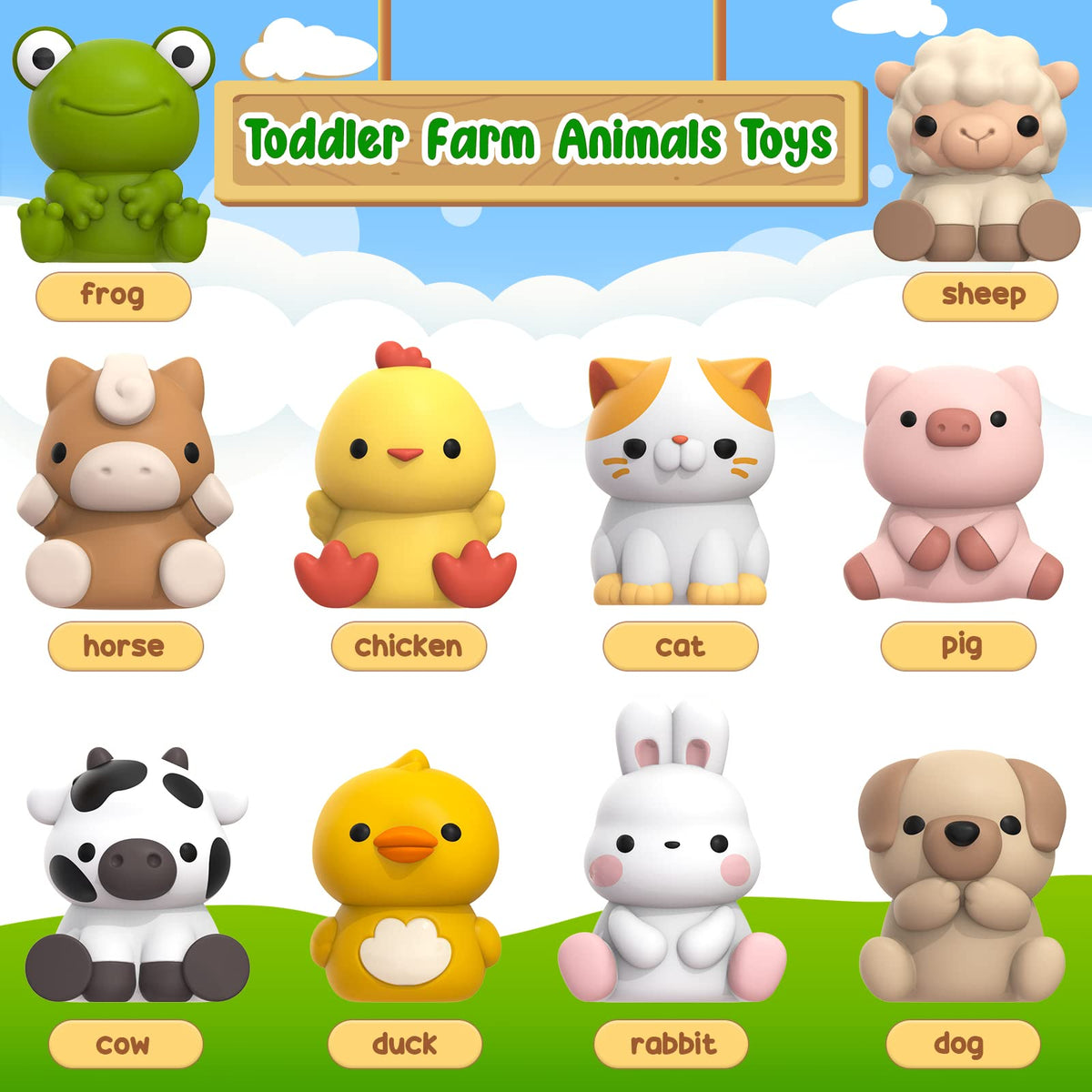 Letapapa animal puppets set includes rabbit, sheep, pig, cat, dog.