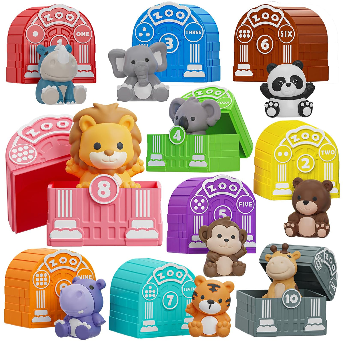Letapapa zoo collection with colorful containers enhances early counting and color recognition.