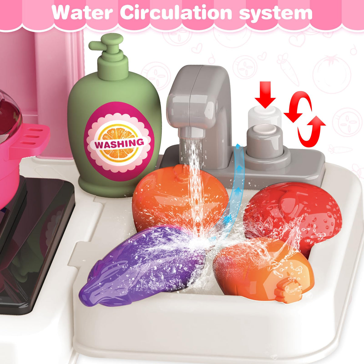 Letapapa Play Kitchen Set fridge and countertop for organized pretend meals