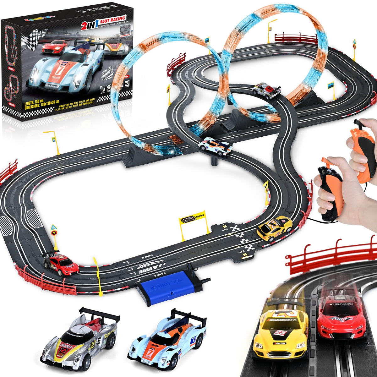 Letapapa slot car track setup for immersive two-player racing