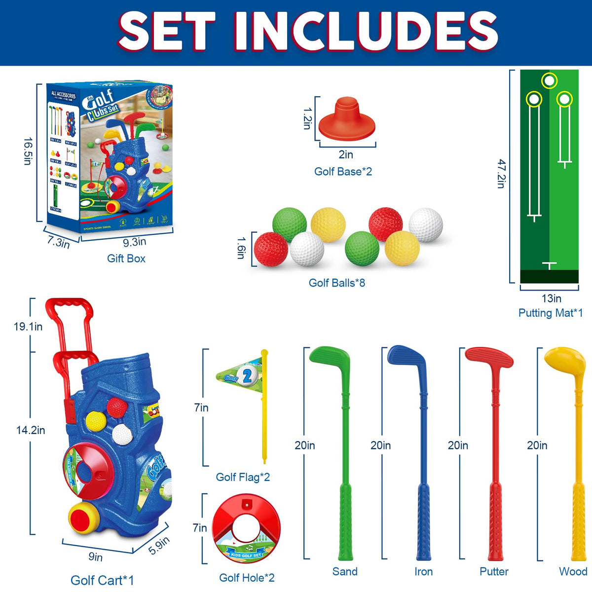 Letapapa toddler golf clubs with left-handed design for inclusive play
