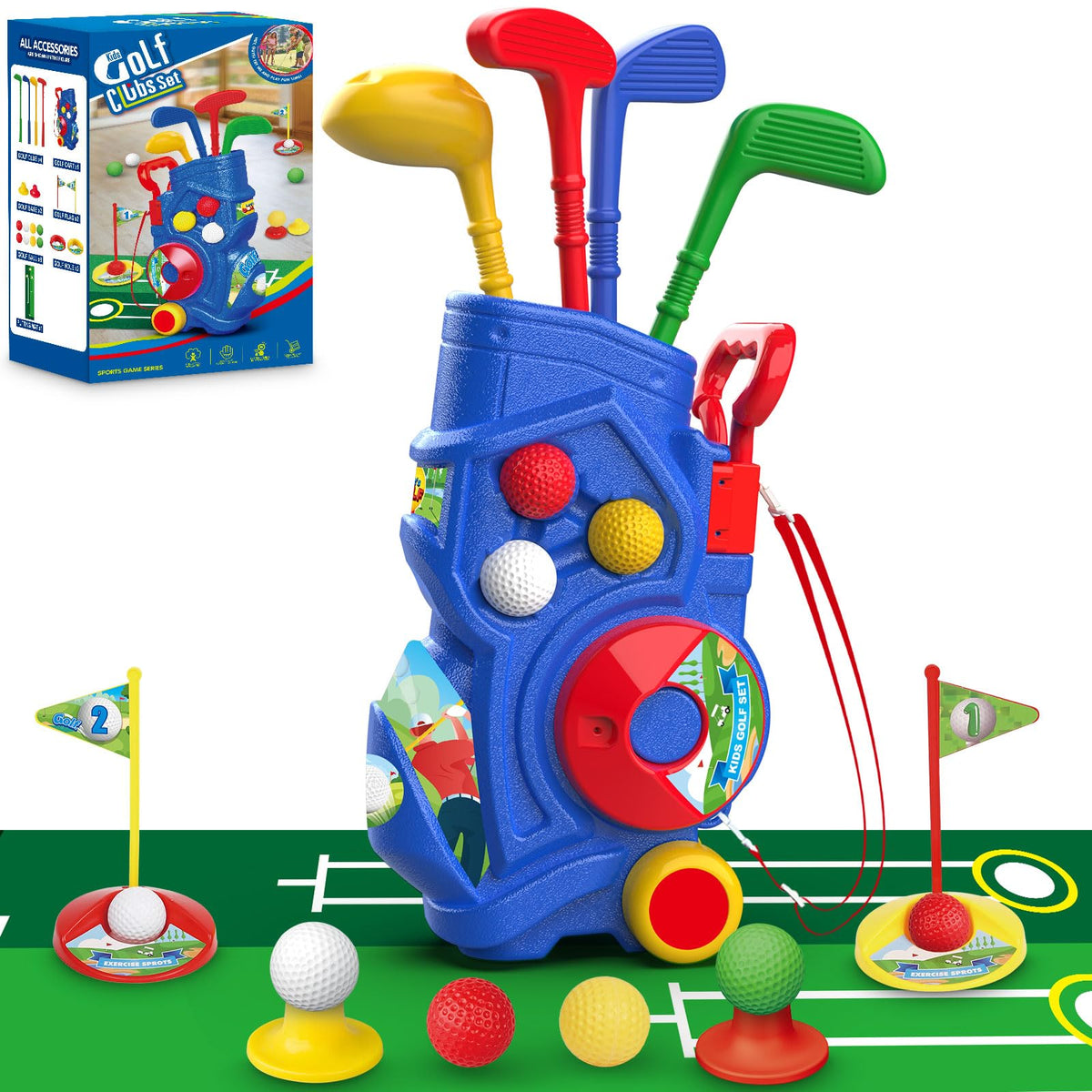Letapapa toddler golf set with cart and retractable handle for easy pulling