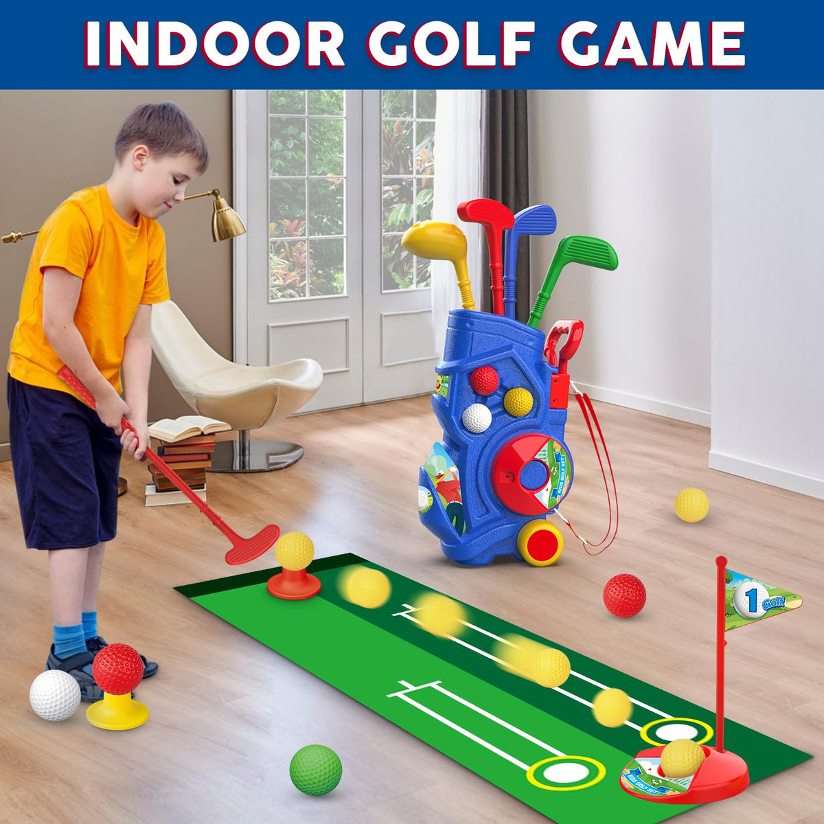 Letapapa golf set with shoulder strap for easy transport indoors or outdoors
