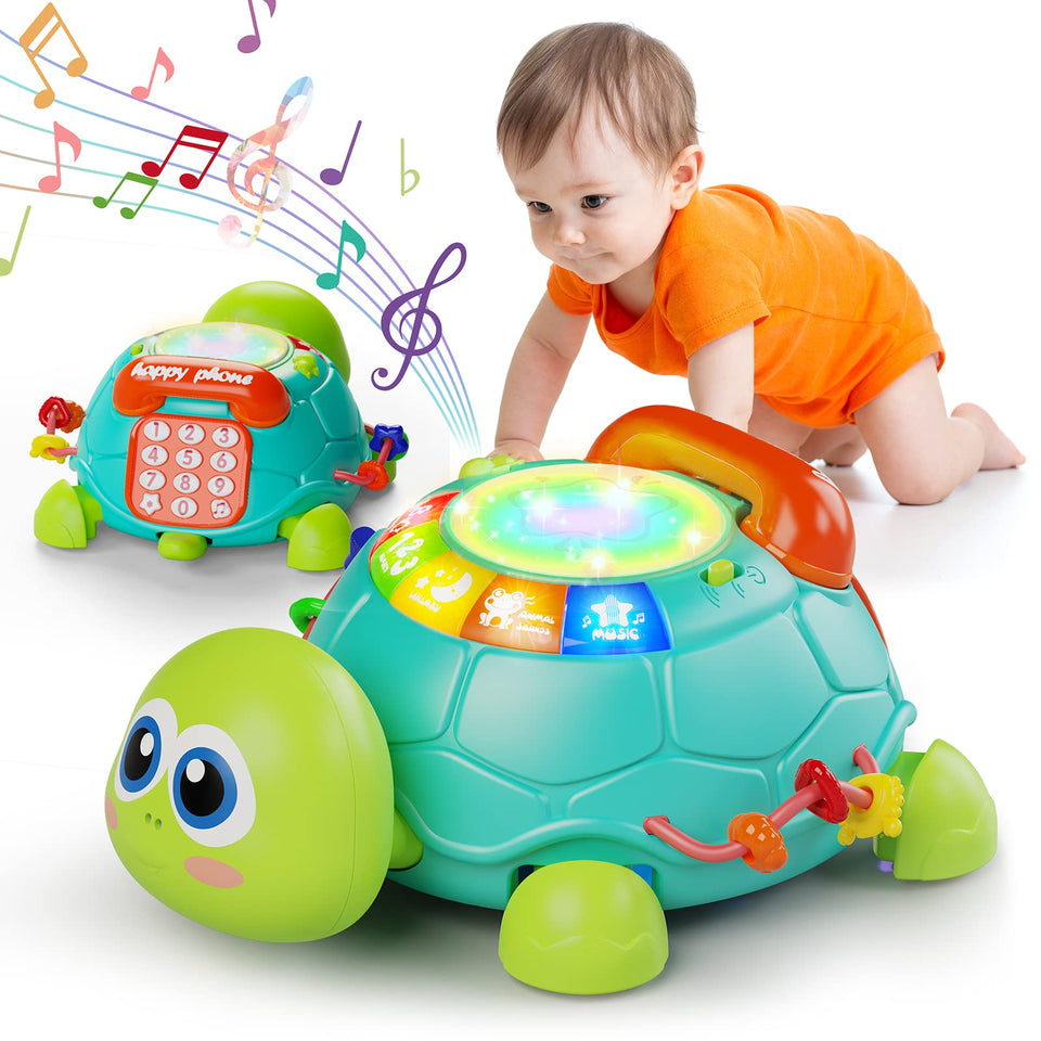 Letapapa turtle crawling toy front view helps babies practice crawling and coordination