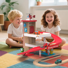 Letoiz toy car garage helicopter pad: helicopter ready for takeoff