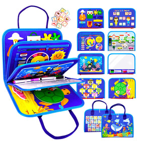Letoya Ocean Busy Board shows dressing and buttoning to boost fine motor skills.