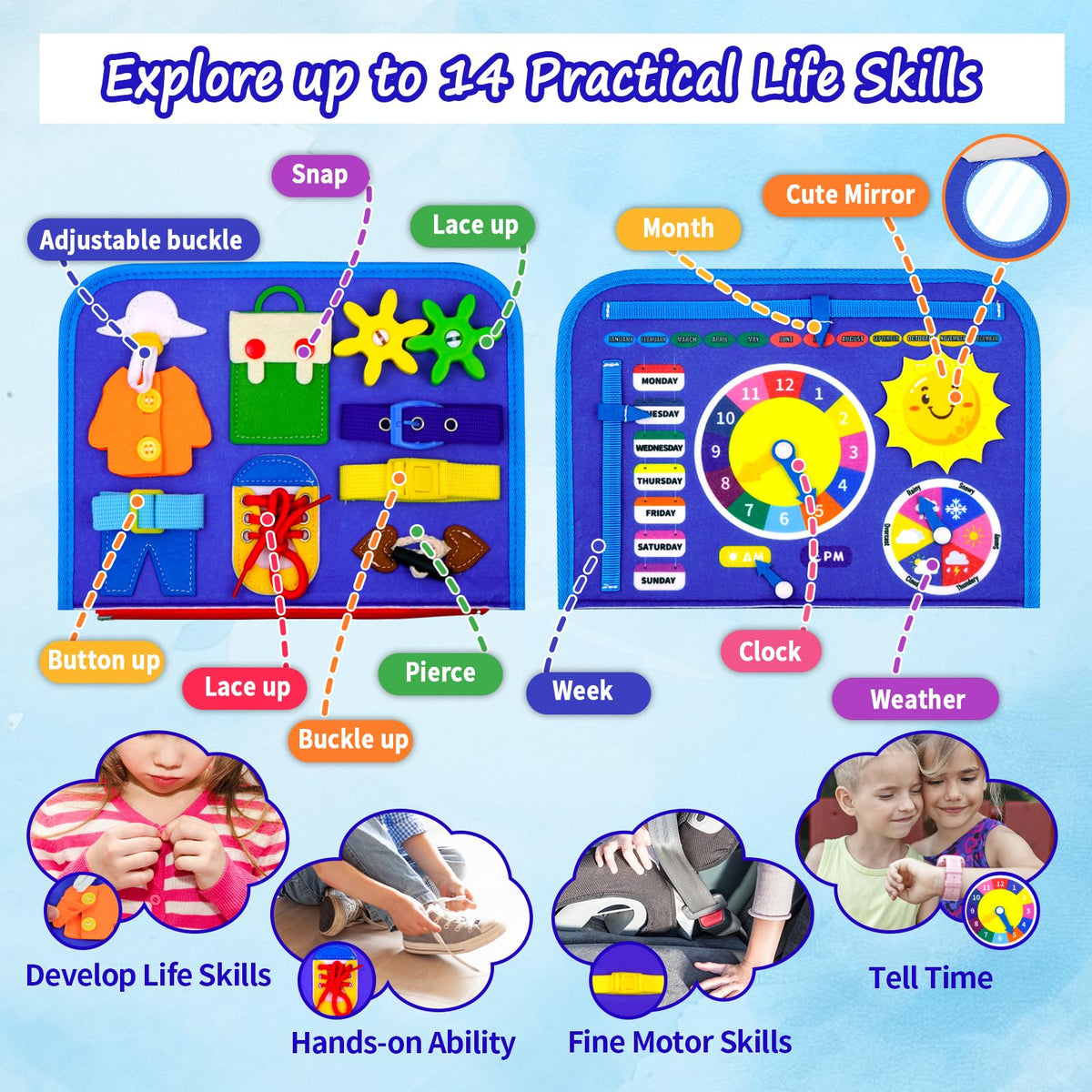 Letoya Ocean Busy Board features zipping tasks for on-the-go play and coordination.