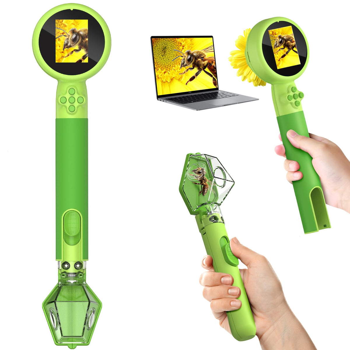 LEUOA kids microscope with bug catcher setup for hands-on science fun