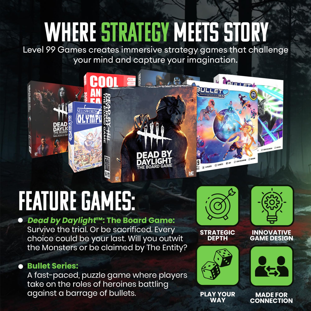 Level 99 Games Spooktacular cover art hints at classic horror cinema.