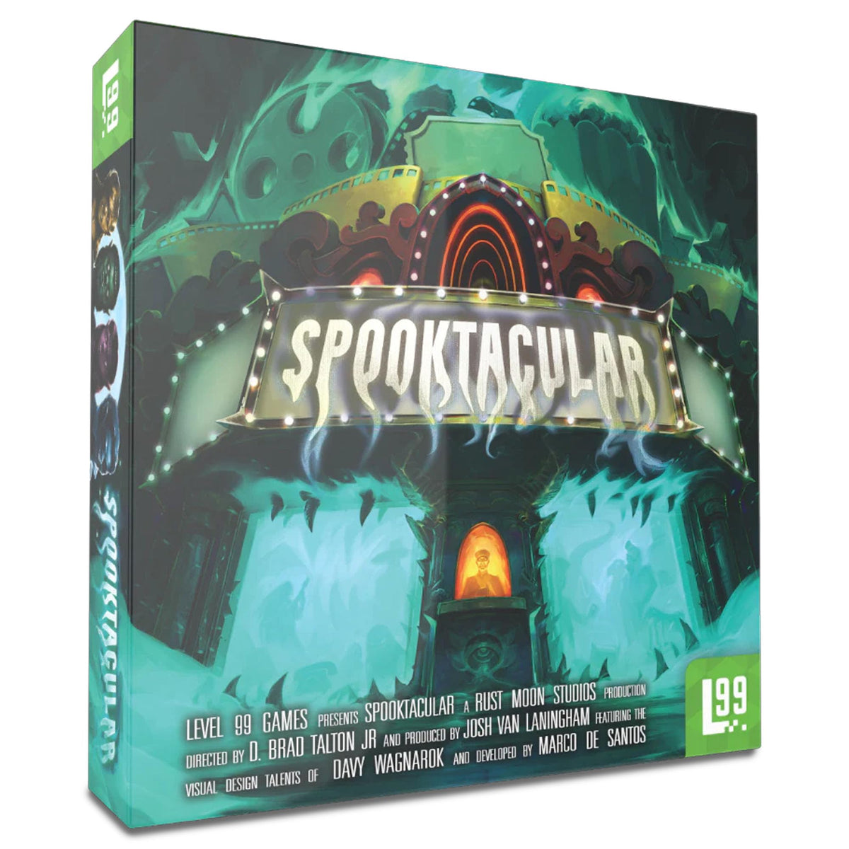 Level 99 Games Spooktacular monster boards for strategic play with twenty unique cinema monsters.