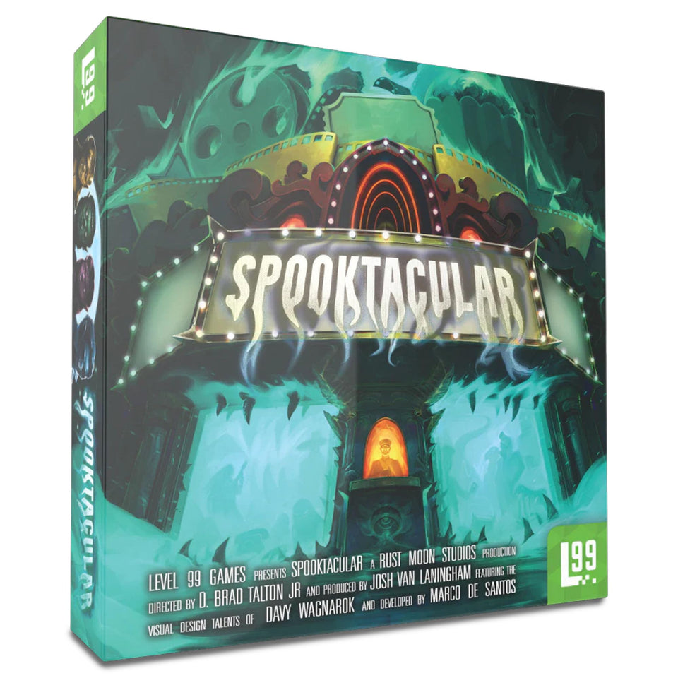 Level 99 Games Spooktacular monster boards for strategic play with twenty unique cinema monsters.