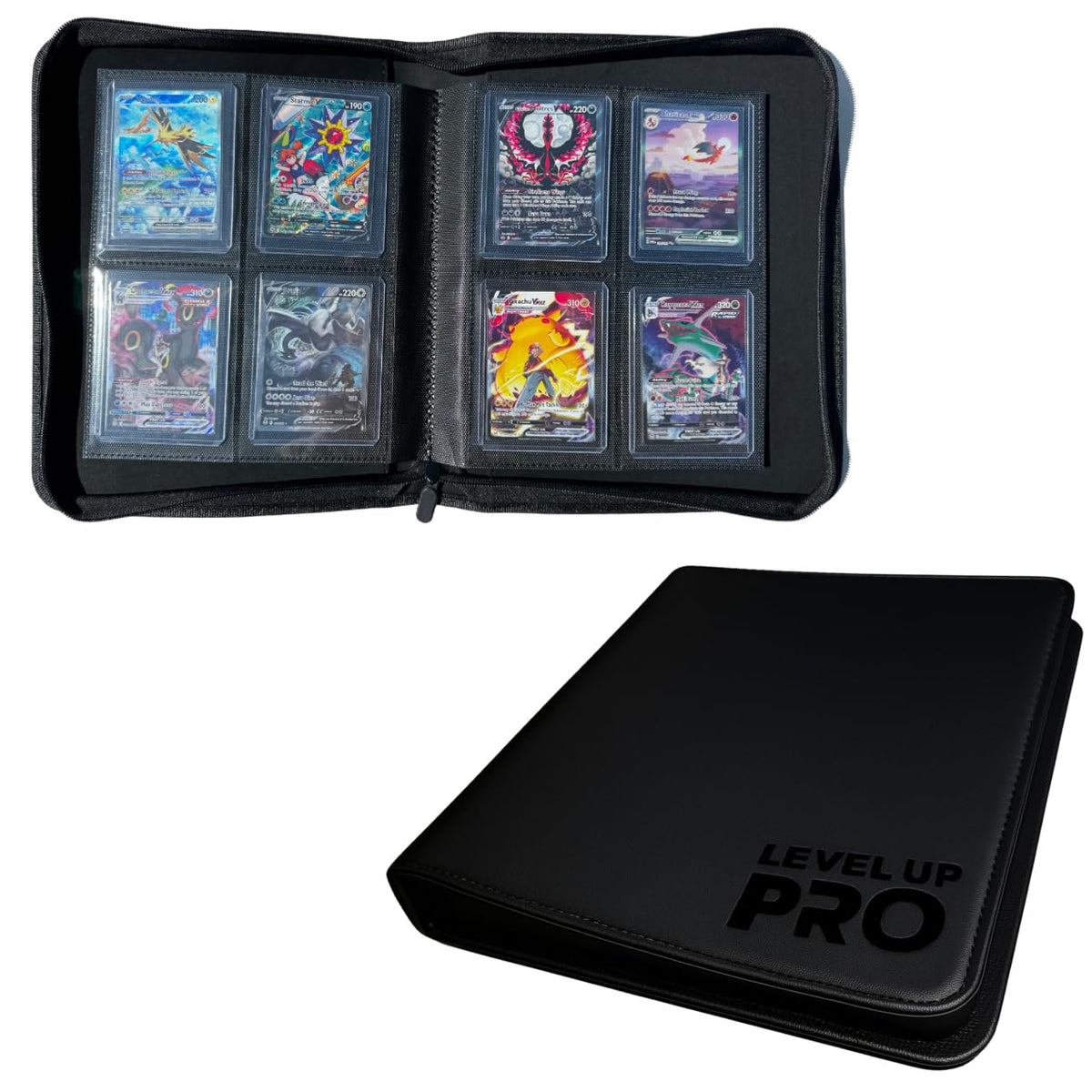 Level Up Pro Toploader Binder front view shows compact 112-card capacity