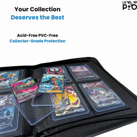 Level Up Pro Toploader Binder open to reveal four-pocket pages