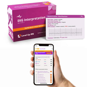 Level Up RN EKG flash cards cover for rapid study review.